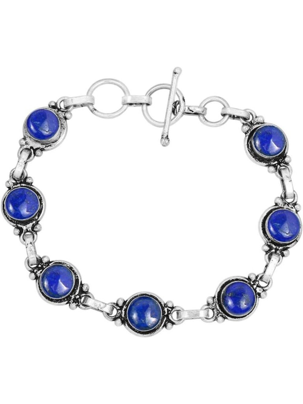 Vintage Bohemian Silver Plated Gemstone Bracelet - Handmade Adjustable